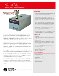 Thumbnail of document Data Sheet - Airnet® II  & IIs Air Particle Sensors